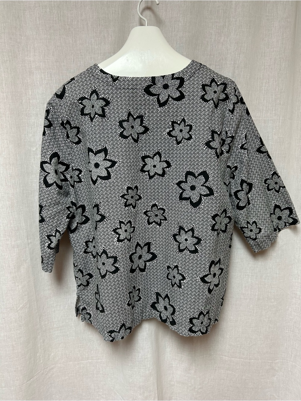 Blouse top Linen cotton blend size 2X black white NWOT - Picture 4 of 7